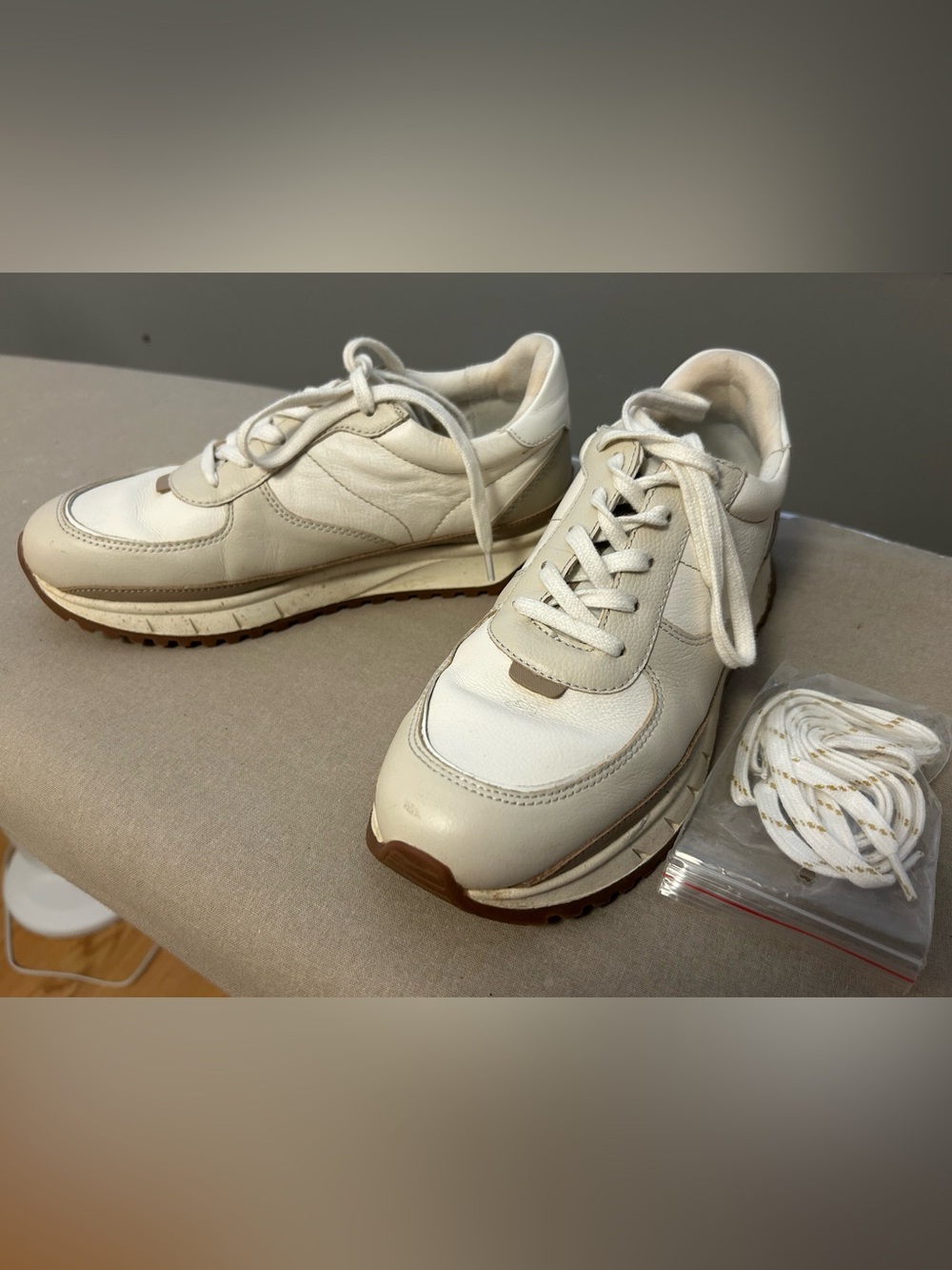 Women’s Madewell Cream/White Leather Platform Sneakers